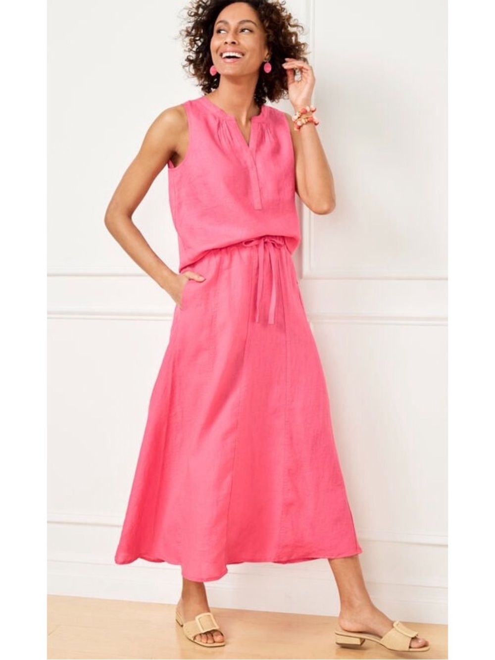 Talbots Linen Drawstring Midi Skirt - Size Medium